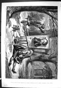 Old Sporting Dramatic News 1885 Rescue Lady Carriage Men Snow Taylor Victorian