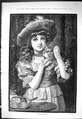 Old Sporting Dramatic News 1885 Blue Ribbon Little Girl Kitten Garlan Victorian