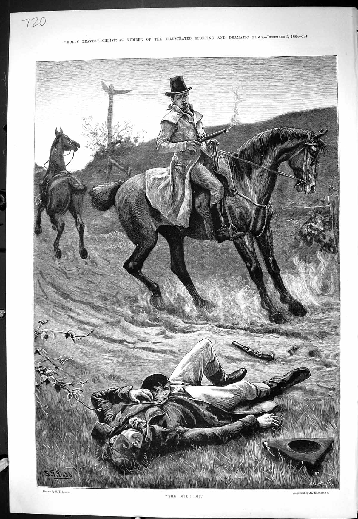 Old Sporting Dramatic News 1885 Biter Bit Man Highwayman Shot Dead Ho Victorian