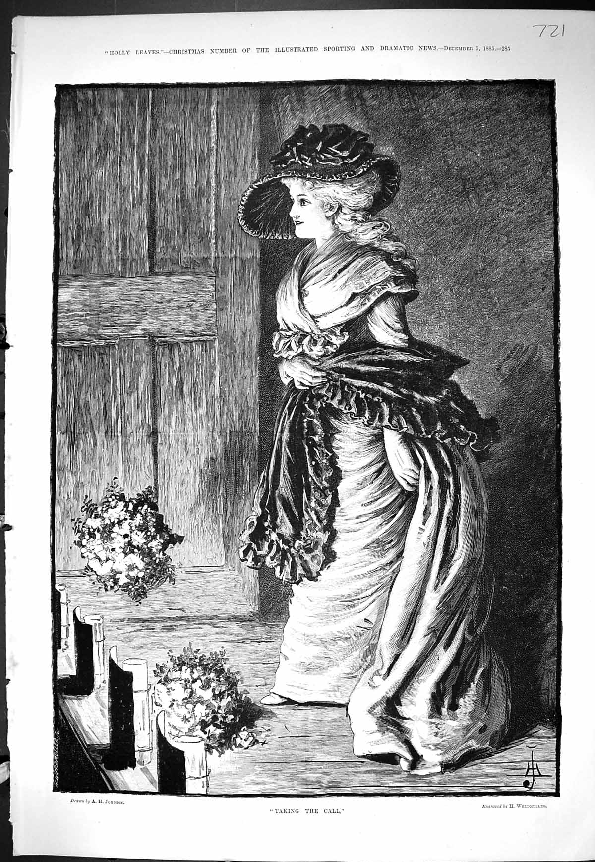 Old Sporting Dramatic News 1885 Taking The Call Lady Flowers Johnson Victorian