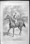 Antique Old Print Sporting Dramatic News 1886 Swain Jockey Horse Racing Sport