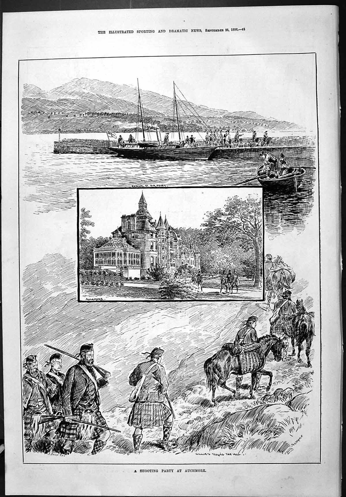 Old 1886 Shooting Party Auchmore Hunting Gillies Boats Captious Criti Victorian