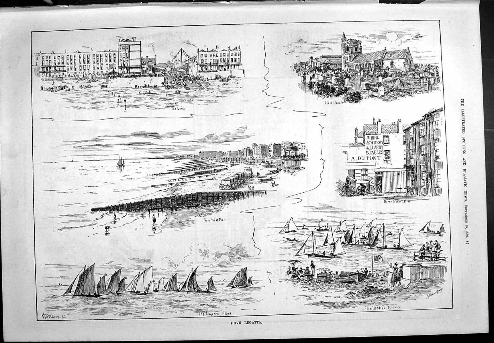 Old Sporting Dramatic News 1886 Hove Regatta Church Yachts Market Str Victorian
