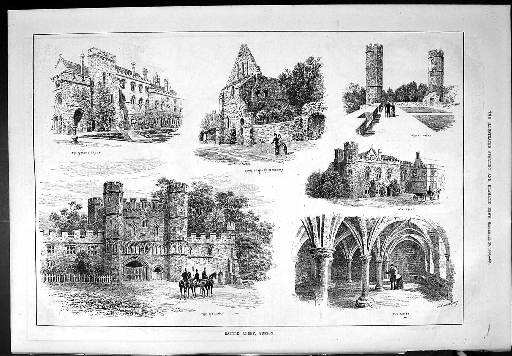 Old Sporting Dramatic News 1886 Battle Abbey Sussex Monks Refectory C Victorian