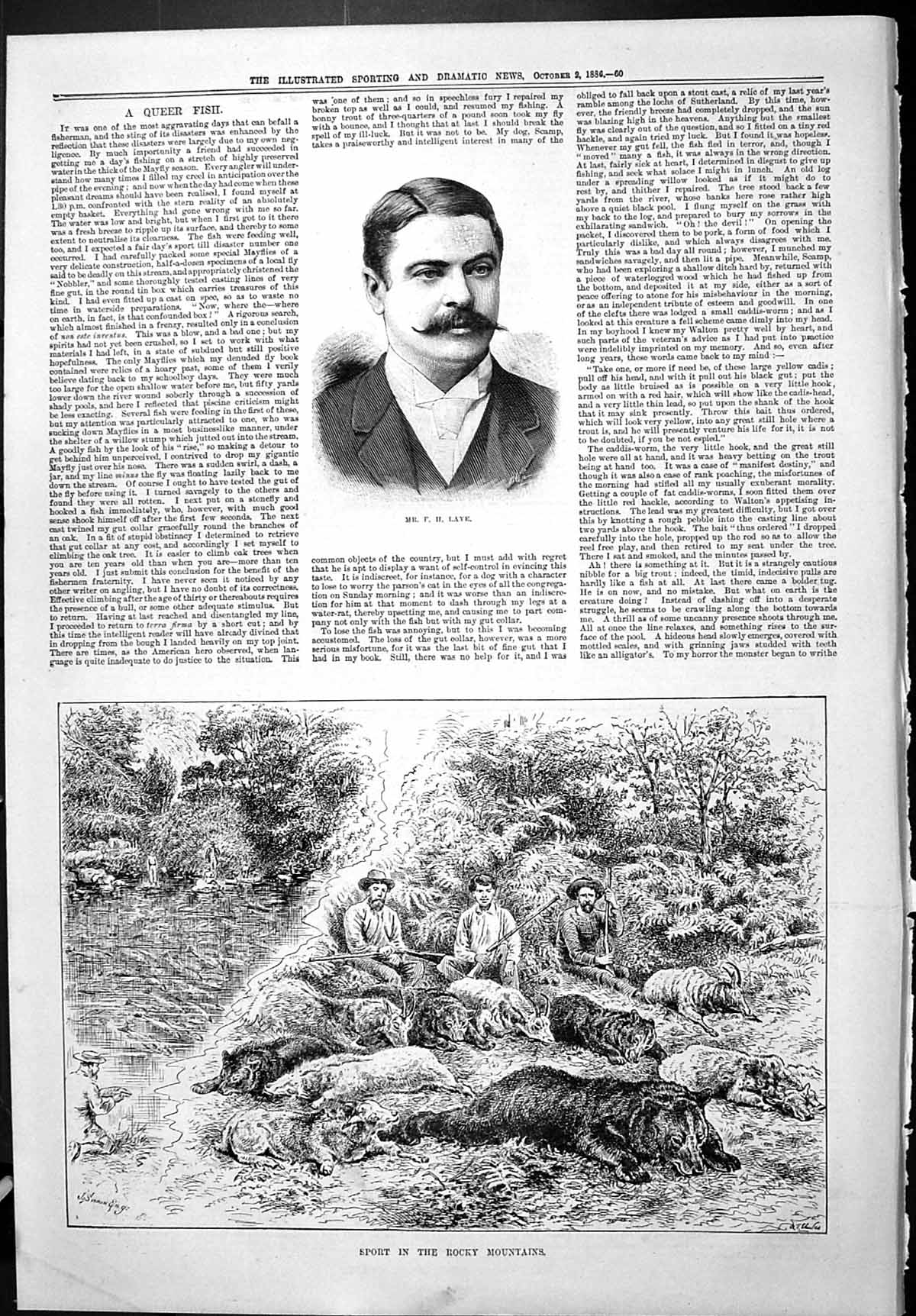 Old Sporting Dramatic News 1886 Laye Sport Rocky Mountains Canada Bea Victorian
