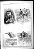 Old Sporting Dramatic News 1886 Grouse Driving Yorkshire Hunting Bird Victorian