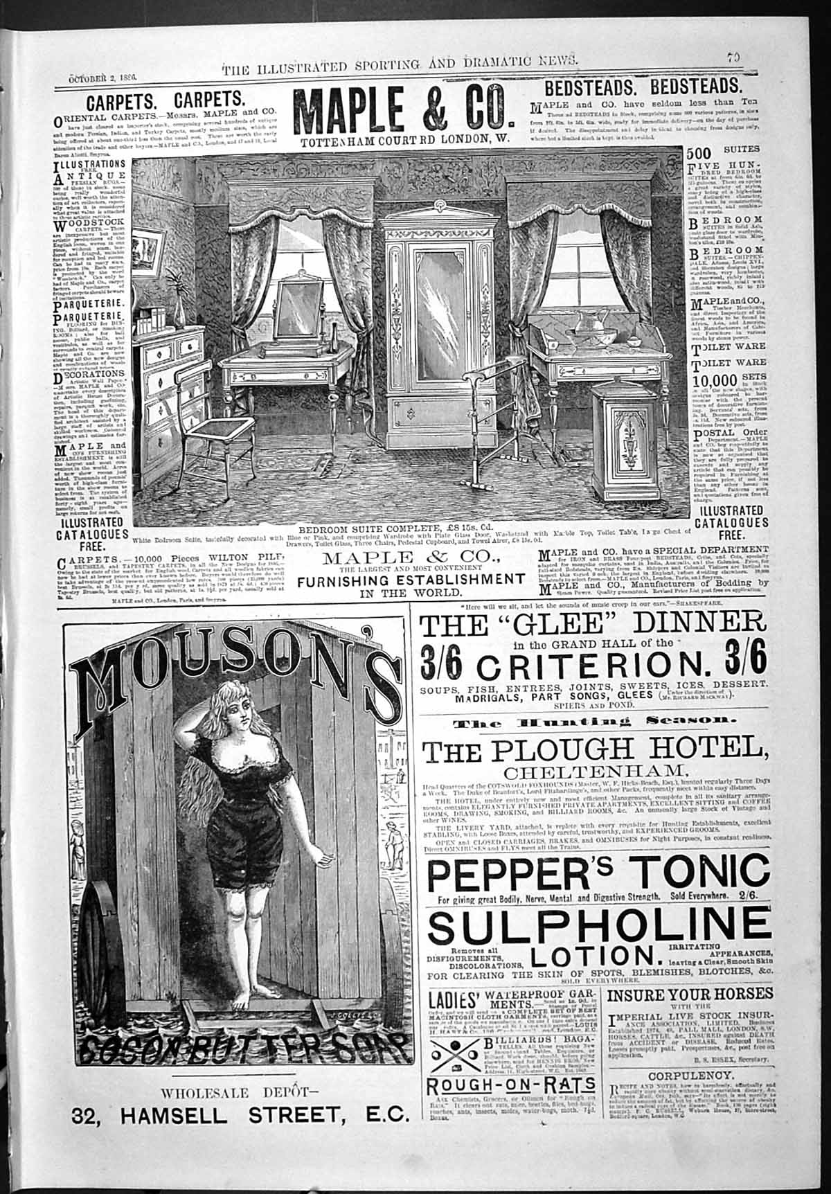Antique Old Print Sporting Dramatic News 1886 Portrait Miss Mary Moore Lady