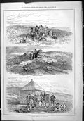 Old Sporting Dramatic News 1886 Grouse Driving Yorkshire Hunting Bird Victorian