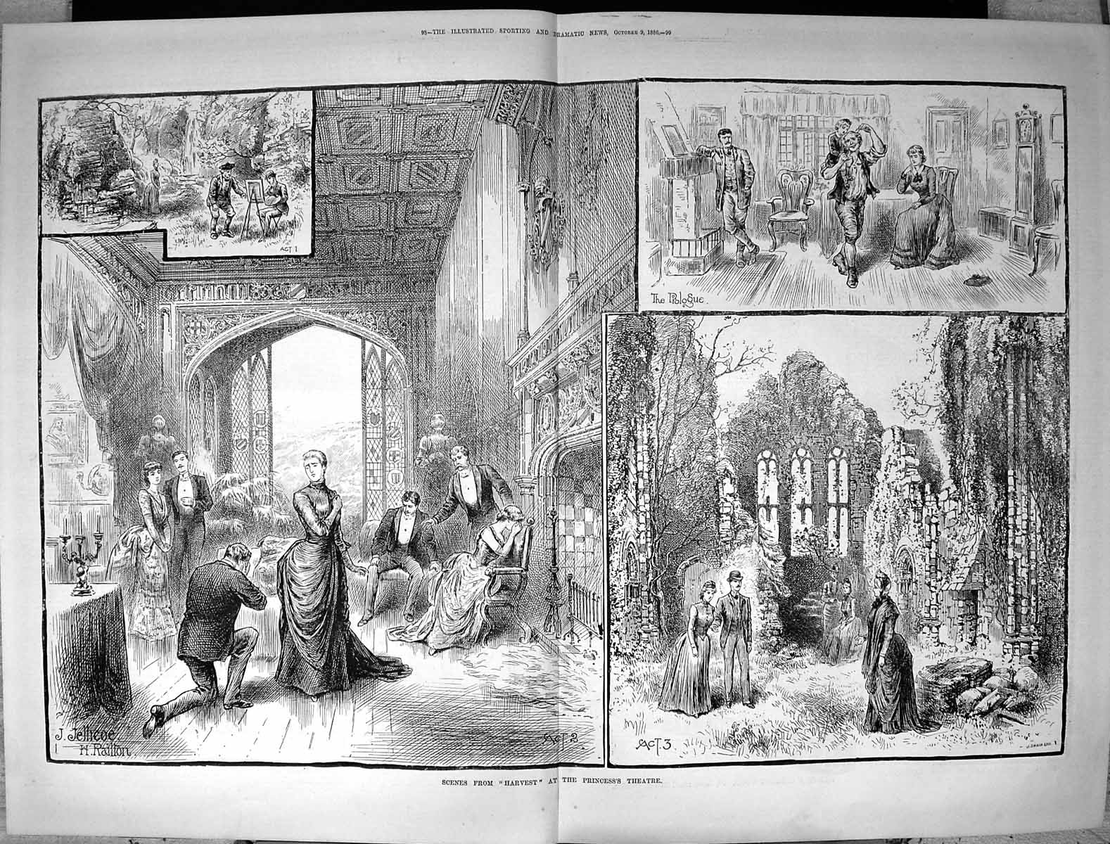 Old Sporting Dramatic News 1886 Scene Harvest Princess'S Theatre Swai 0 19th