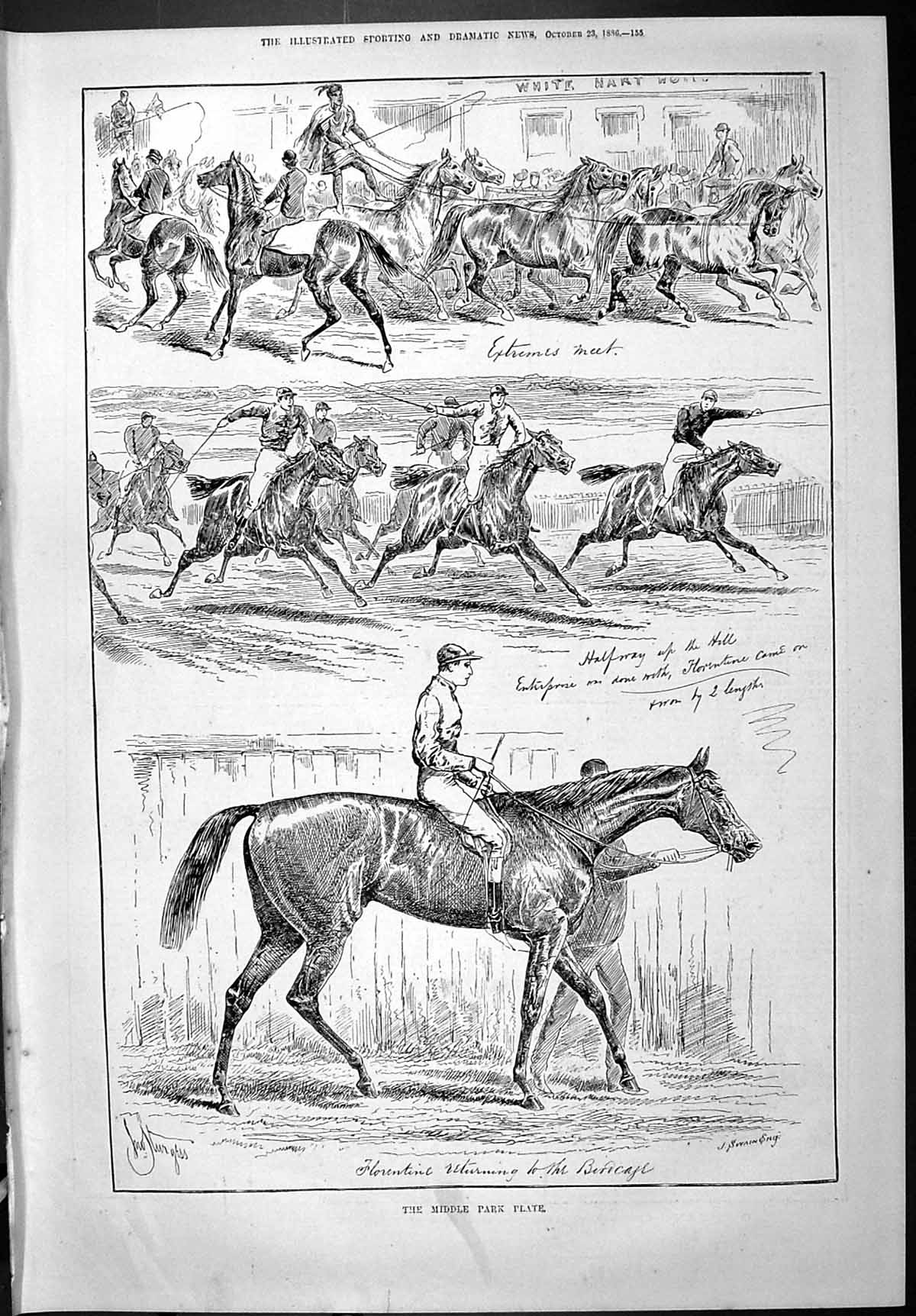 Old Sporting Dramatic News 1886 Middle Park Plate Horse Racing Swain Victorian