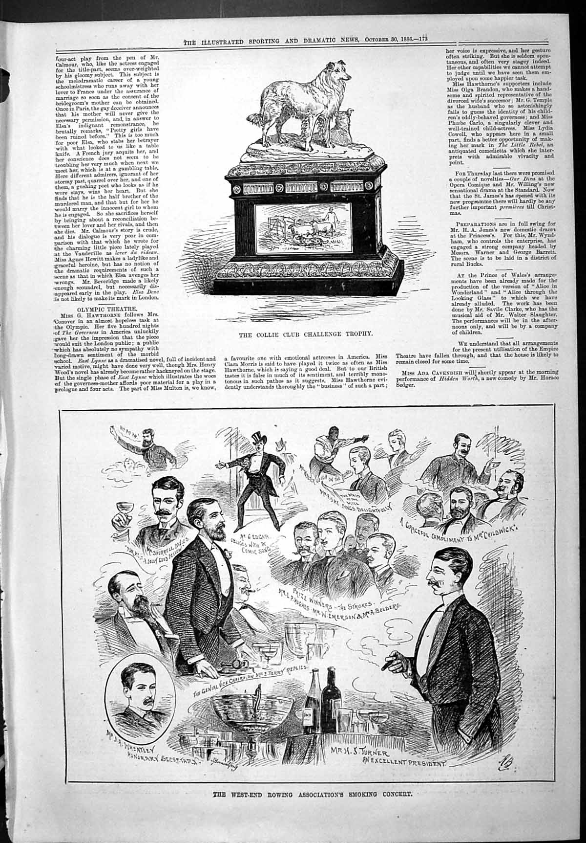 Old 1886 Collie Club Challenge Trophy Rowing Smoking Concert Wheatlry Victorian