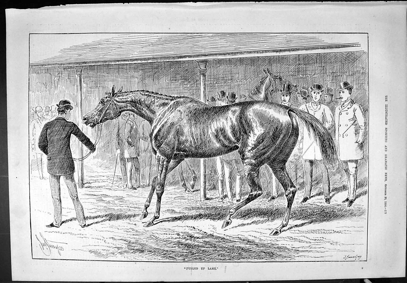 Old Sporting Dramatic News 1886 Pulled Up Lame Horse Racing Sport Swa Victorian