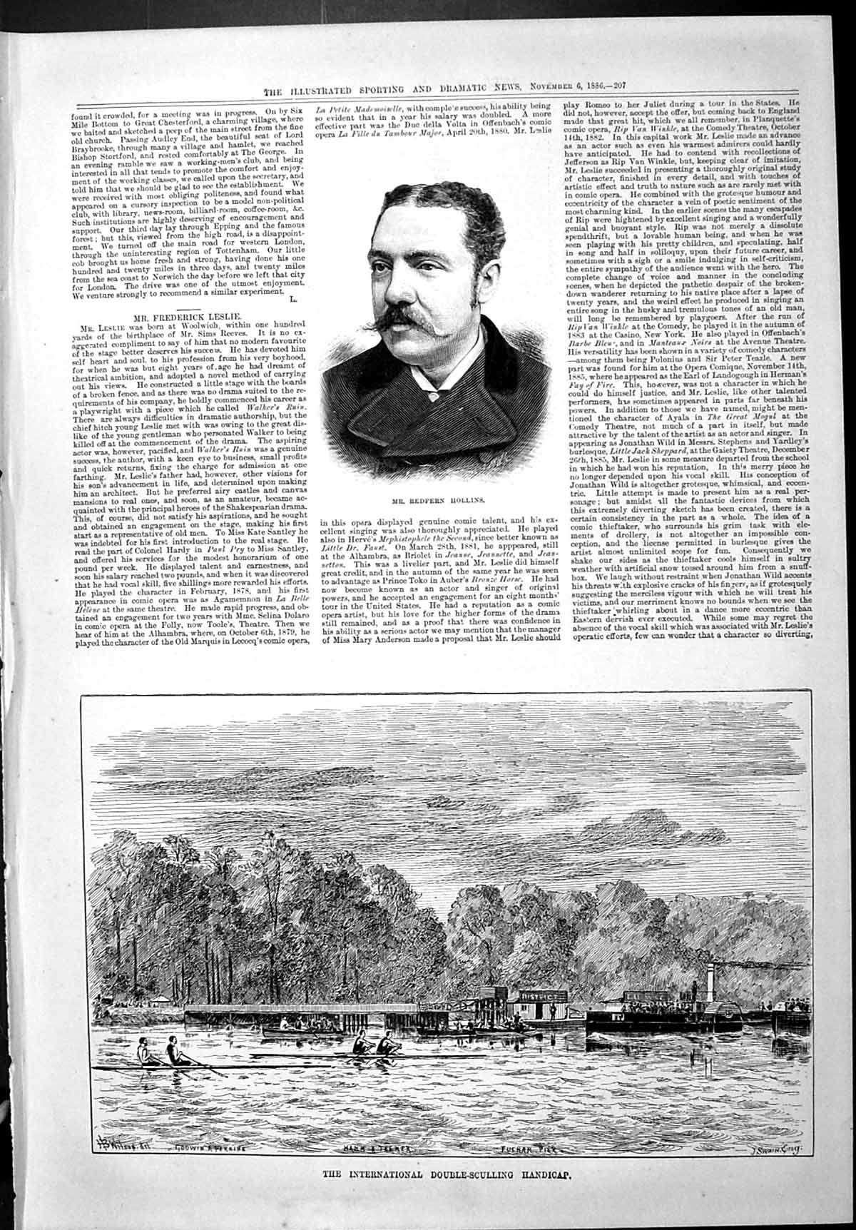 Old 1886 Redfern Hollins Double-Sculling Handicap Perkins Fulham Pier Victorian