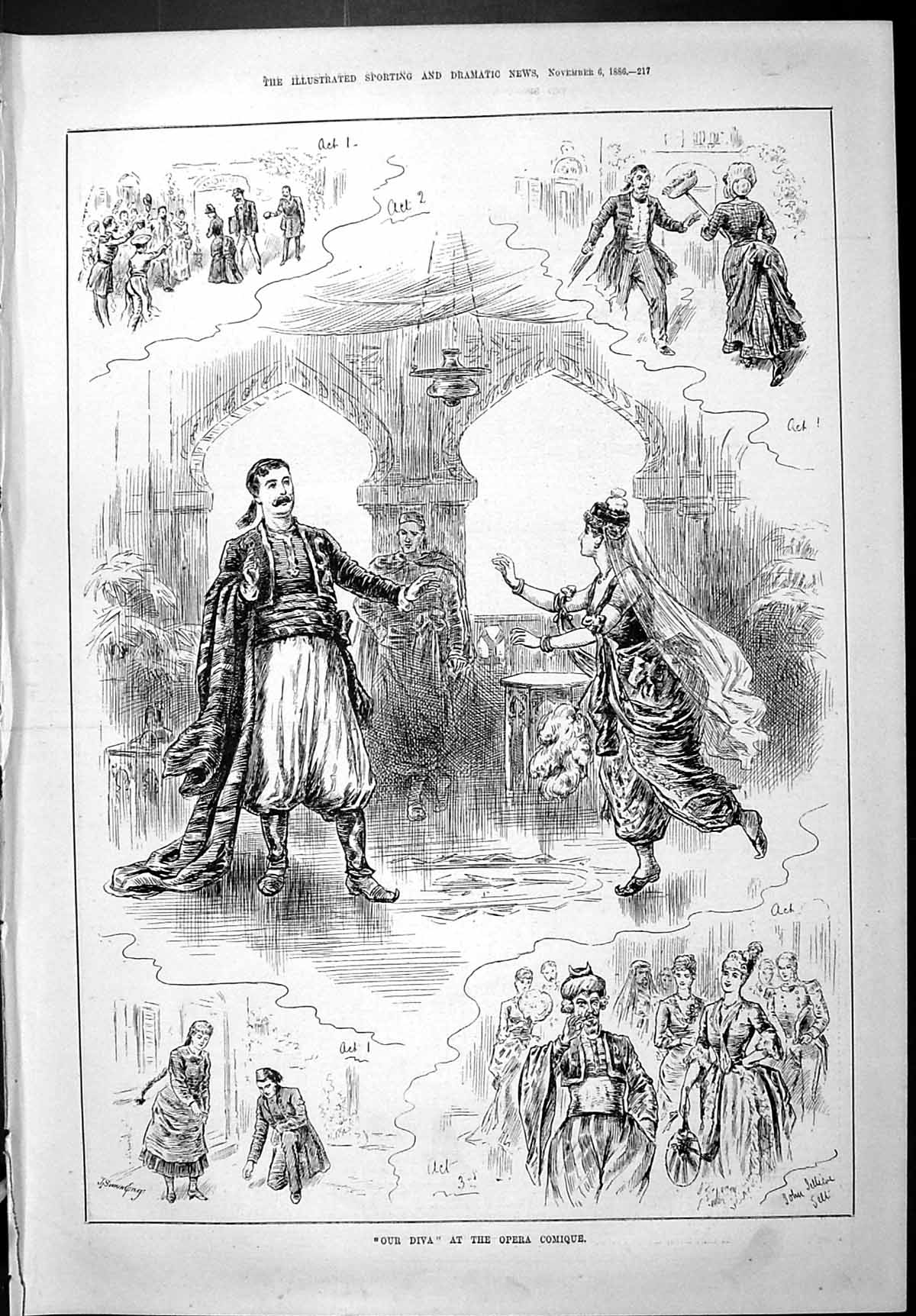 Old Sporting Dramatic News 1886 Our Diva Opera Comique Theatre Actors Victorian