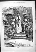 Old Sporting Dramatic News 1886 Hallward Beautiful Lady Garden Novemb Victorian