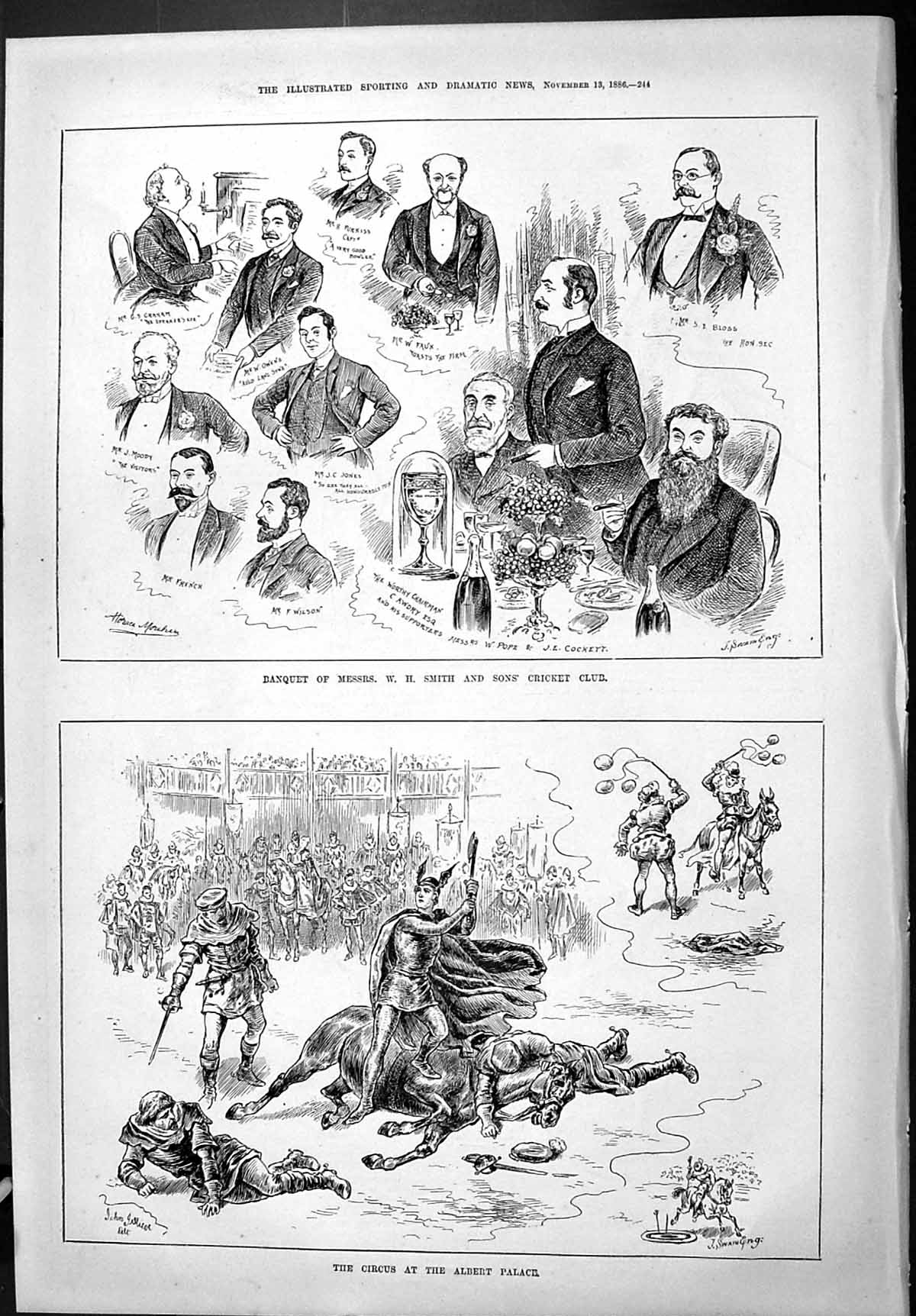 Old 1886 Banquet Smith Cricket Circus Moody Bloss Graham Wilson Swain Victorian