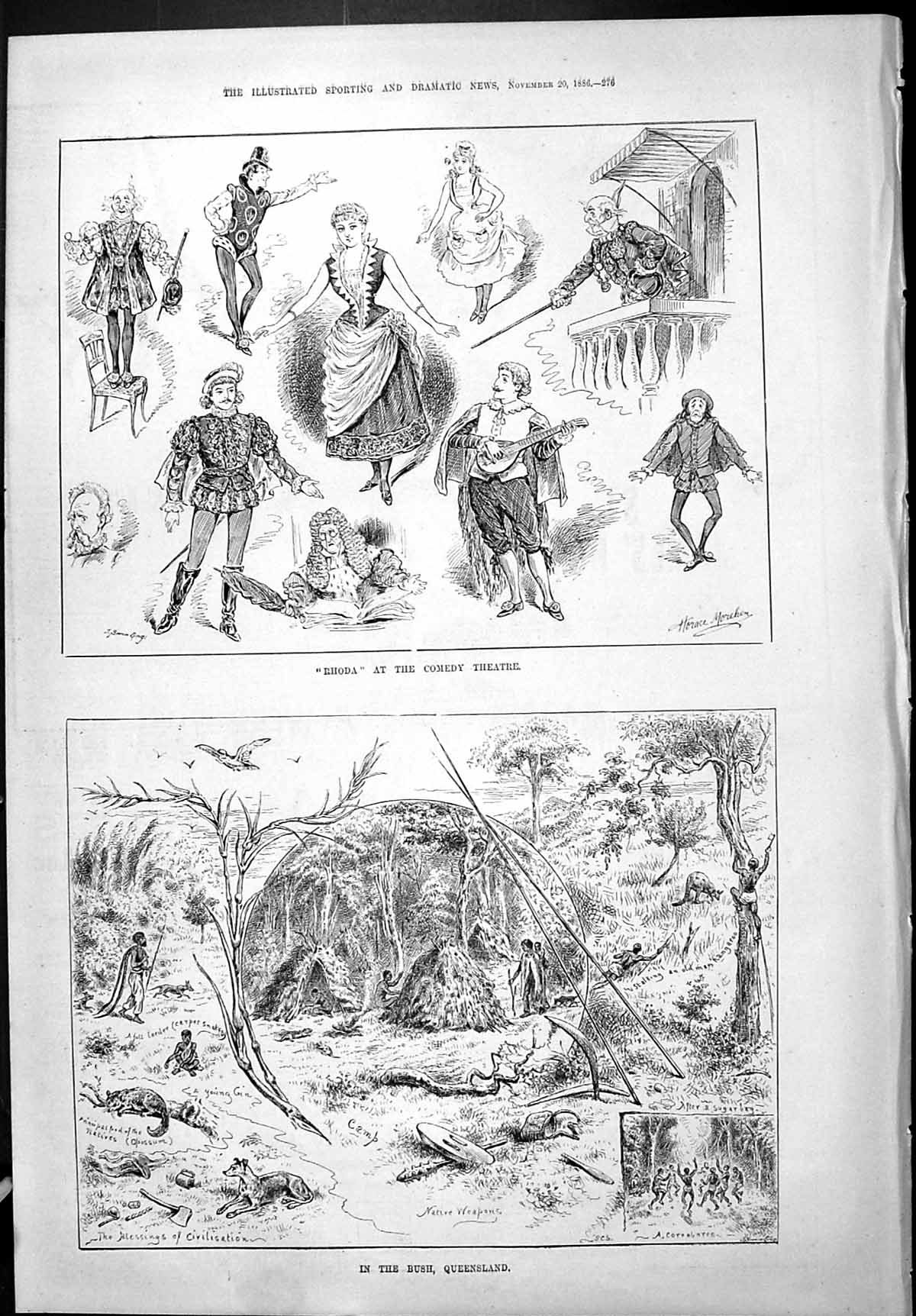 Old Sporting Dramatic News 1886 Rhoda Comedy Theatre Bush Queensland Victorian