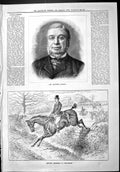 Old Sporting Dramatic News 1886 Mr. Matthew Dawson Hunting Horse Jump Victorian
