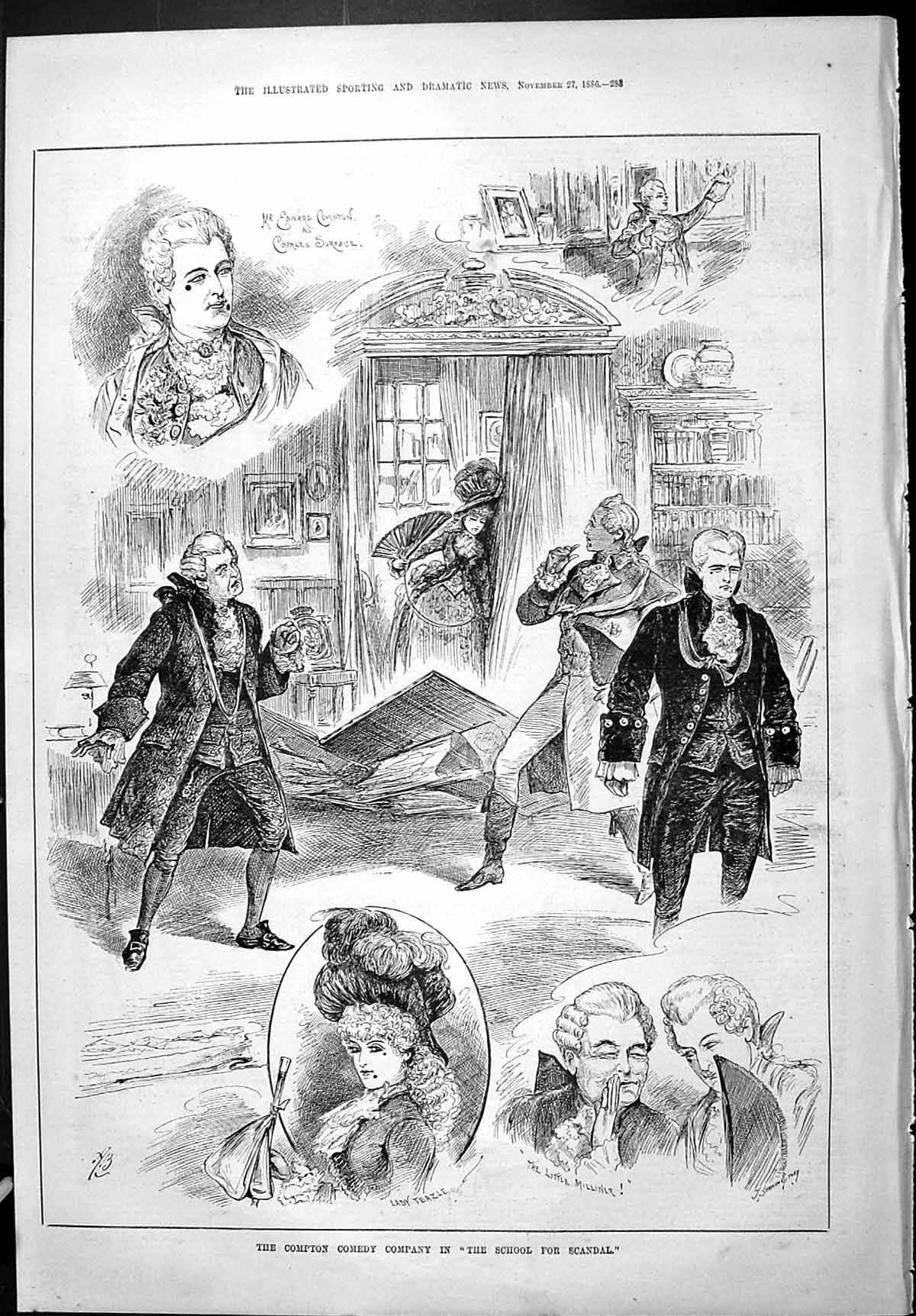 Old Sporting Dramatic News 1886 Compton Comedy Theatre School Scandal Victorian