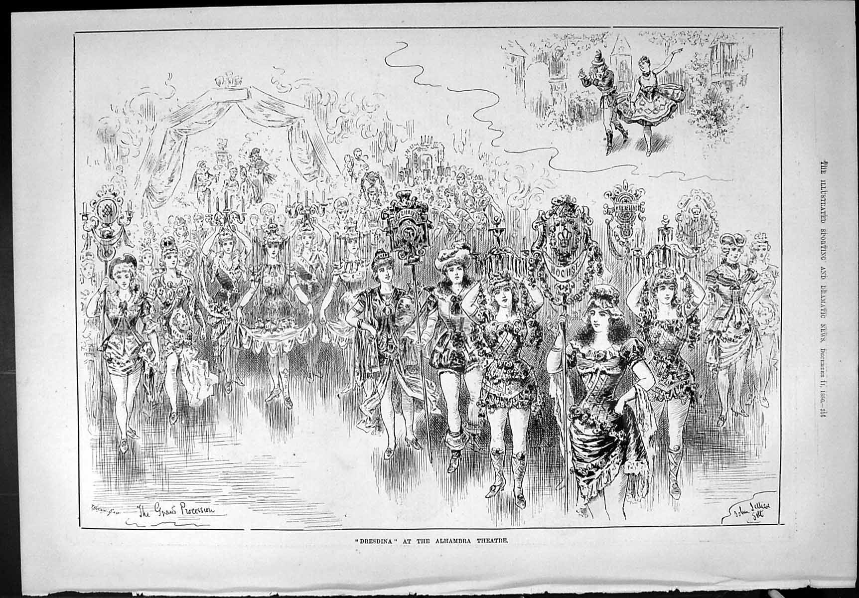Old Sporting Dramatic News 1886 Dresdina Alhambra Theatre Grand Proce Victorian