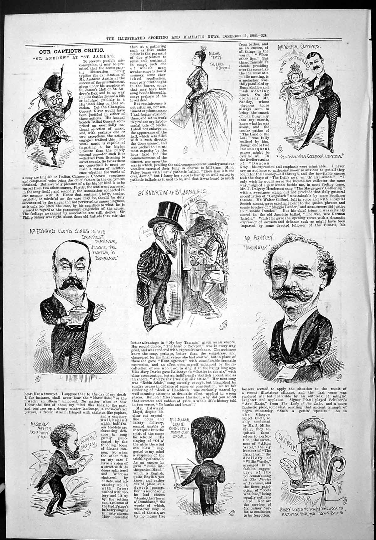 Old Sporting Dramatic News 1886 Captious Critic St. Andrew James'S Th Victorian