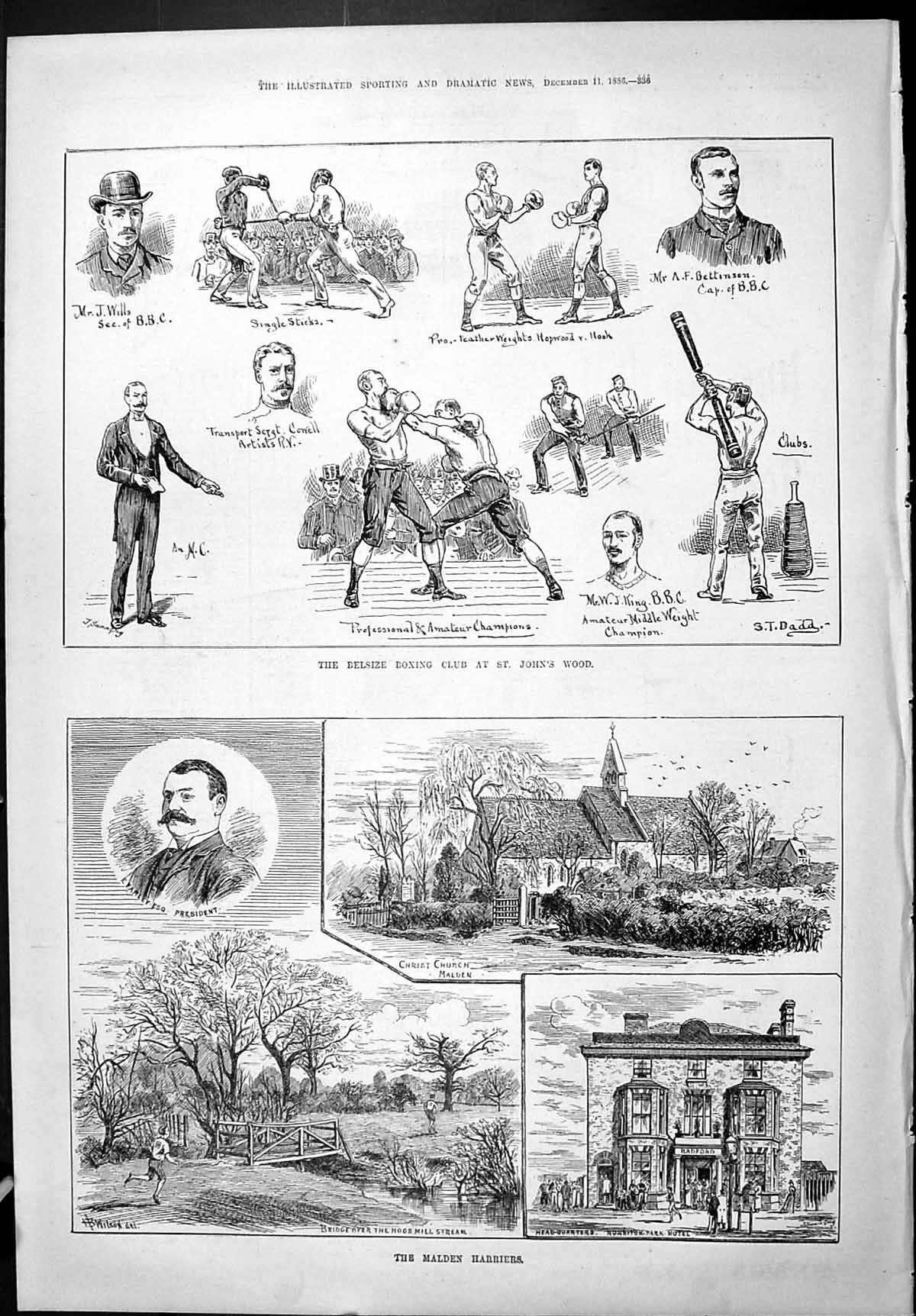 Old 1886 Malden Harriers Farley Norbiton Hotel Boxing John'S Wood Kin Victorian