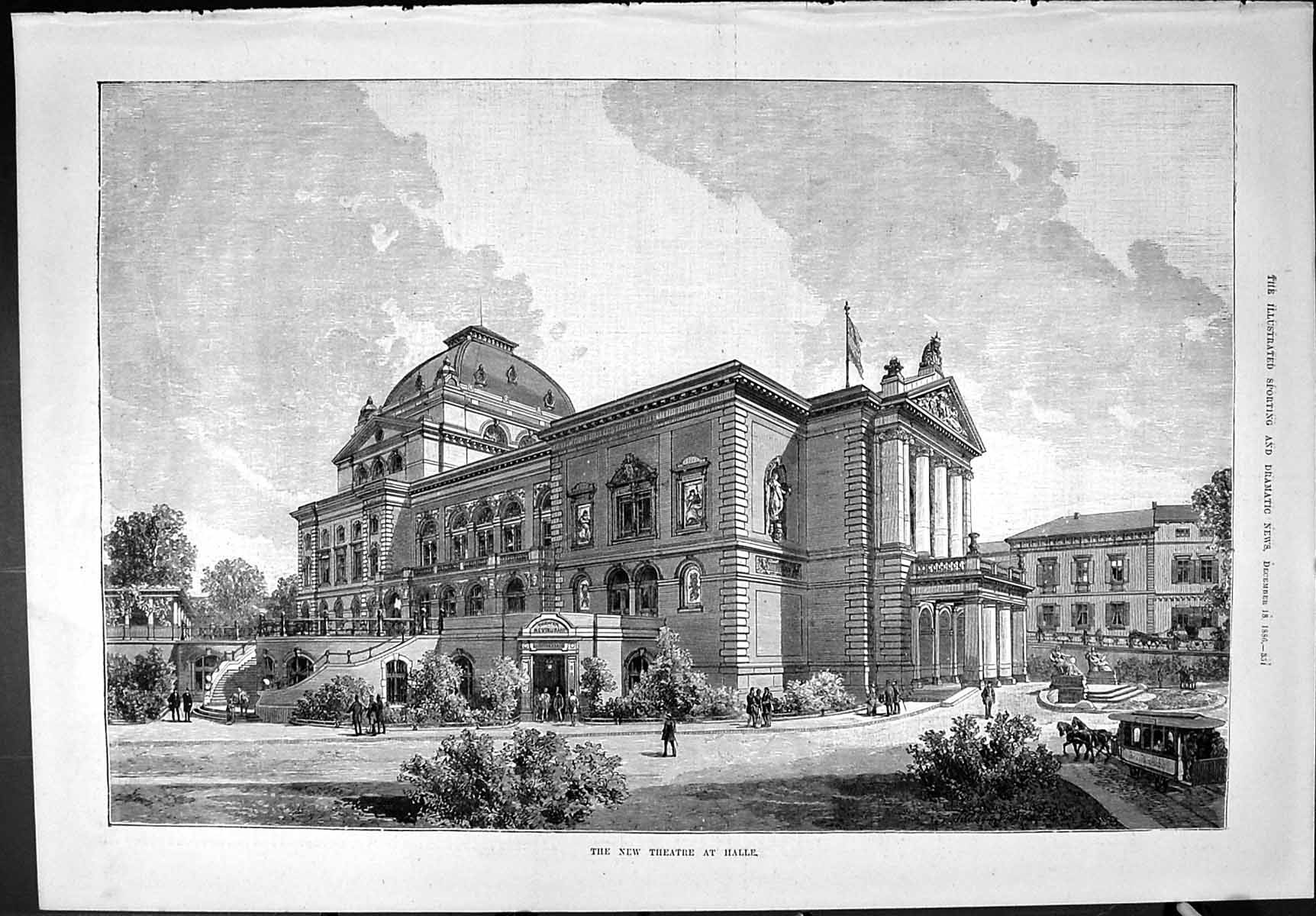 Old Sporting Dramatic News 1886 Exterior Architecture Theatre Halle H Victorian