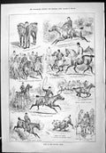 Old Sporting Dramatic News 1886 Hunting Sport Huntsmen Horses Ploughb Victorian