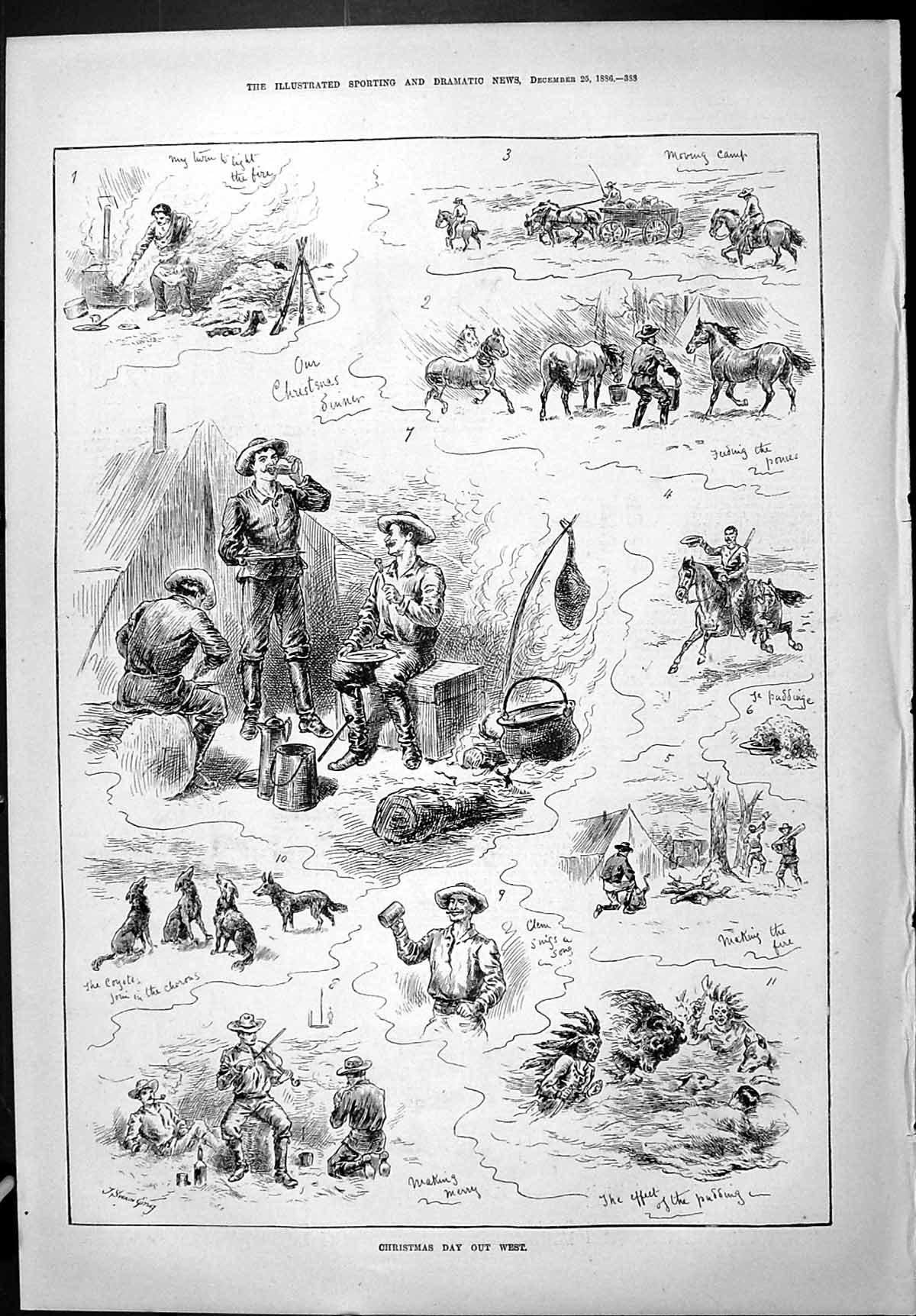 Old Sporting Dramatic News 1886 Christmas Canada Coyotes Captious Cri Victorian