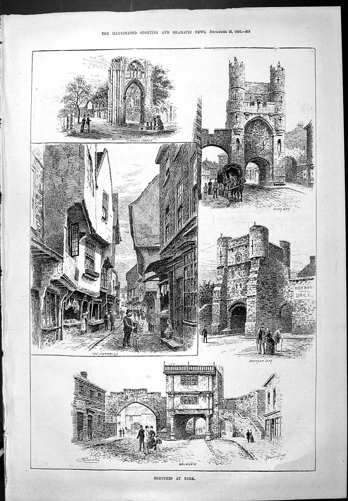 Old Sporting Dramatic News 1886 York Mary'S Abbey Monk Bar Shambles B Victorian