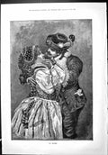 Old Sporting Dramatic News 1886 Au Revoir Man Lady Saying Goodbye Rom Victorian