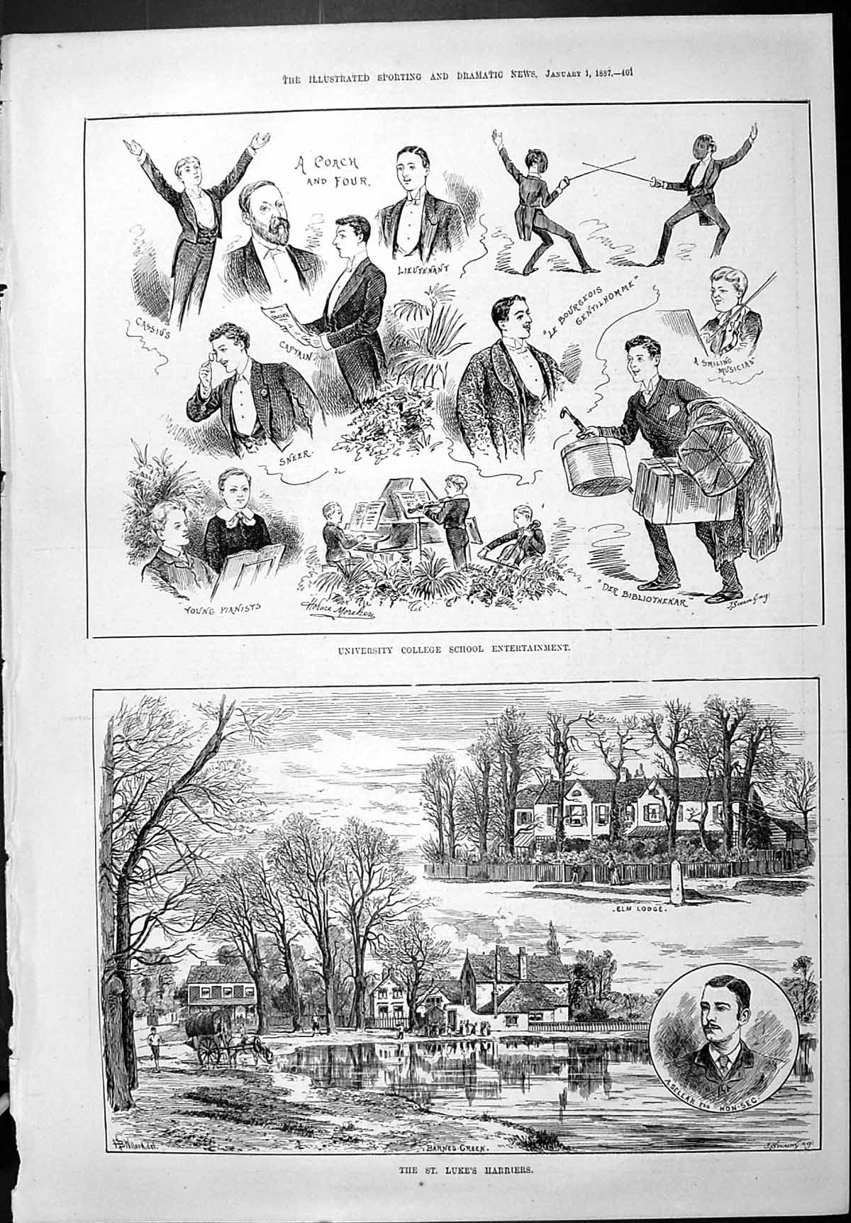 Old 1887 University College Entertainment Music St. Luke'S Harries Se Victorian