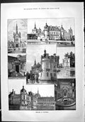 Antique Print Sporting Dramatic News 1887 Chantilly Architecture Buildings 19th