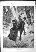 Old Sporting Dramatic News 1887 Homeward Bound Lady Man Snow Winter S Victorian
