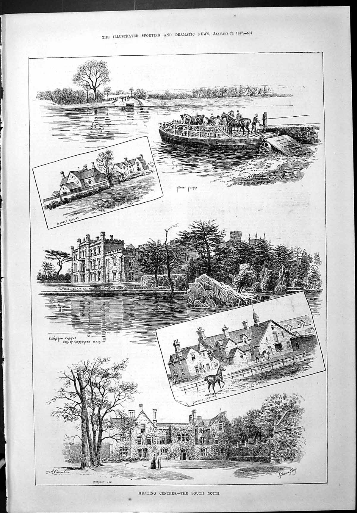 Old 1887 Hunting Notts Annesley Elvaston Castle Stoke Ferry Gedling E Victorian
