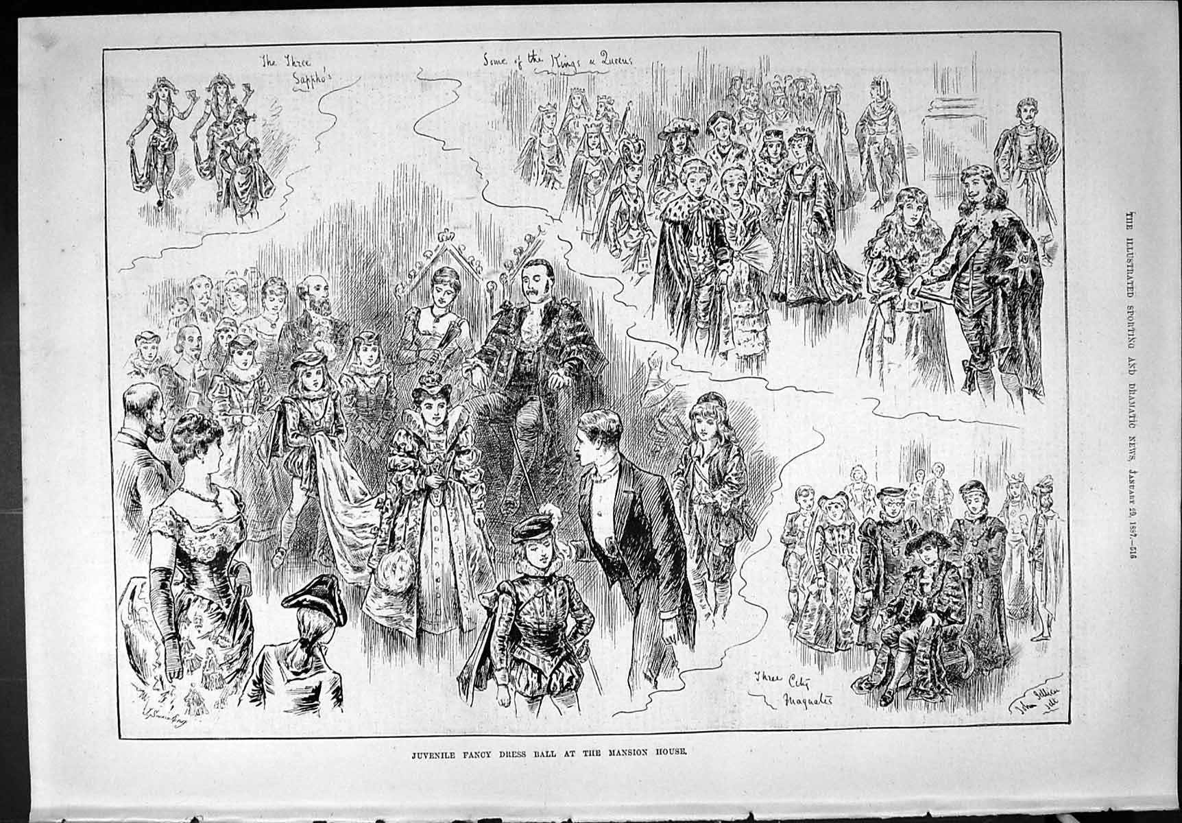 Old Sporting Dramatic News 1887 Children Fancy Dress Ball Mansion Hou Victorian