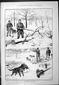 Old Sporting Dramatic News 1887 Day'S Sport Snow Hunting Game Birds S Victorian