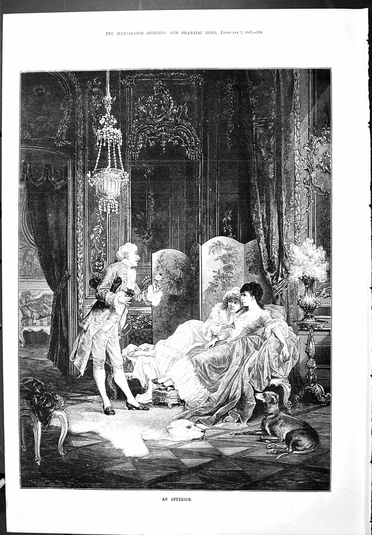 Old Sporting Dramatic News 1887 Offering Ladies Man Romance Dog Bear Victorian