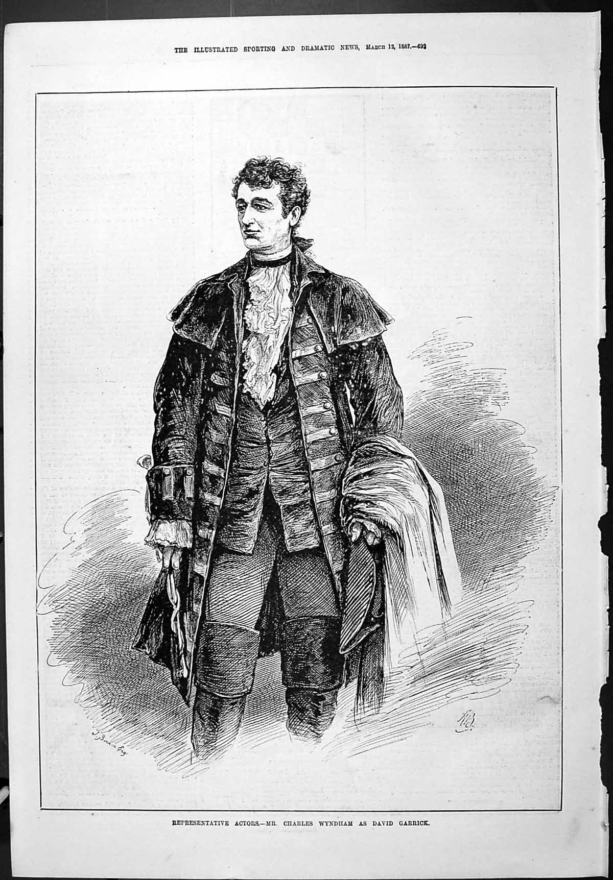 Old Print Sporting Dramatic News 1887 Actor Charles Wyndham David Garrick 19th