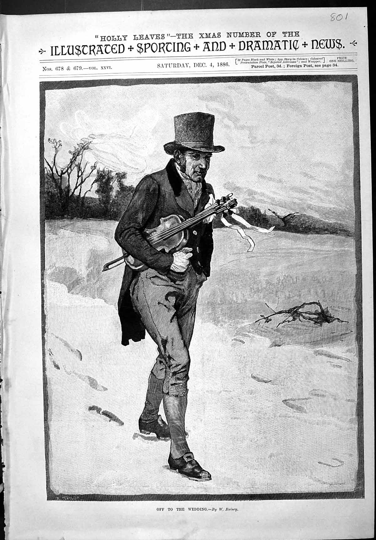 Old Sporting Dramatic News 1886 Man Music Violin Off To Wedding Raine Victorian