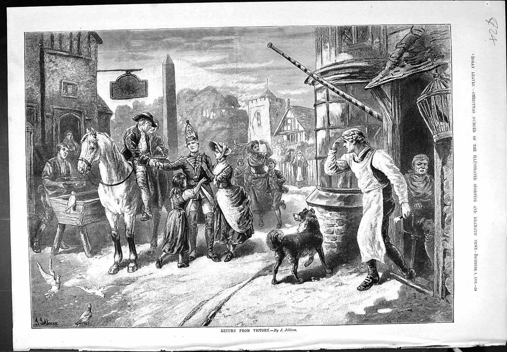 Old Print Sporting Dramatic News 1886 Return From Victory War Sier Jelli 19th