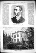 Original Old Antique Print 1887 Portrait Rider Mr Bevill Verdi Villa Sant Agata
