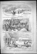 Old Antique Print 1887 Training Stables Clearing Snow Horses Stable-Boys 19th