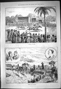 Old Print 1887 Horse Racing Cairo Egypt Rowing Shanghai Crew Stroke Boats 19th