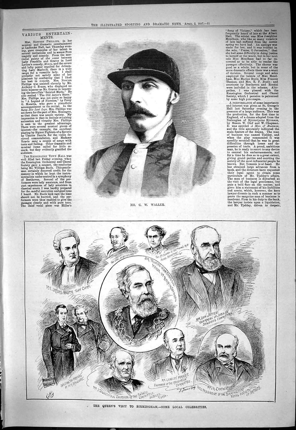 Old 1887 Waller Jockey Birmingham Mayor Martineau Jaffray Smith Goodm Victorian