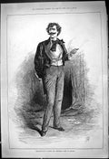 Antique Old Print 1887 Representative Actor Mr Beerbohm Tree Macari Theatre