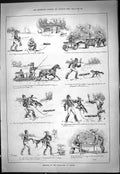 Original Old Antique Print Theatre Critic 1887 Fox Trapping Canada Hunting 19th