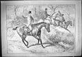 Old Antique Print Horses Hunting Huntsmen Jumping Fence 1887 Countryside 19th