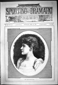 Original Old Antique Print 1887 Portrait Mrs James Brown-Potter Beautiful Woman