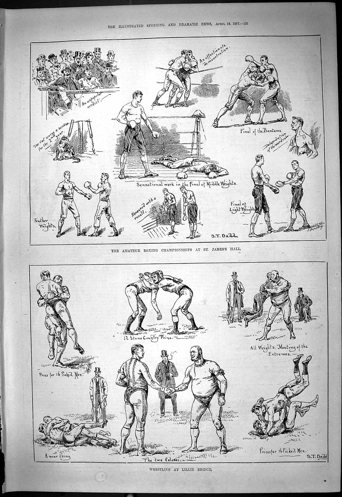 Old Amateur Boxing James'S Hall Wrestling Lillie Bridge Sport 1887 Sw Victorian